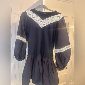 Tanya Taylor Navy Blue Top with White Accents